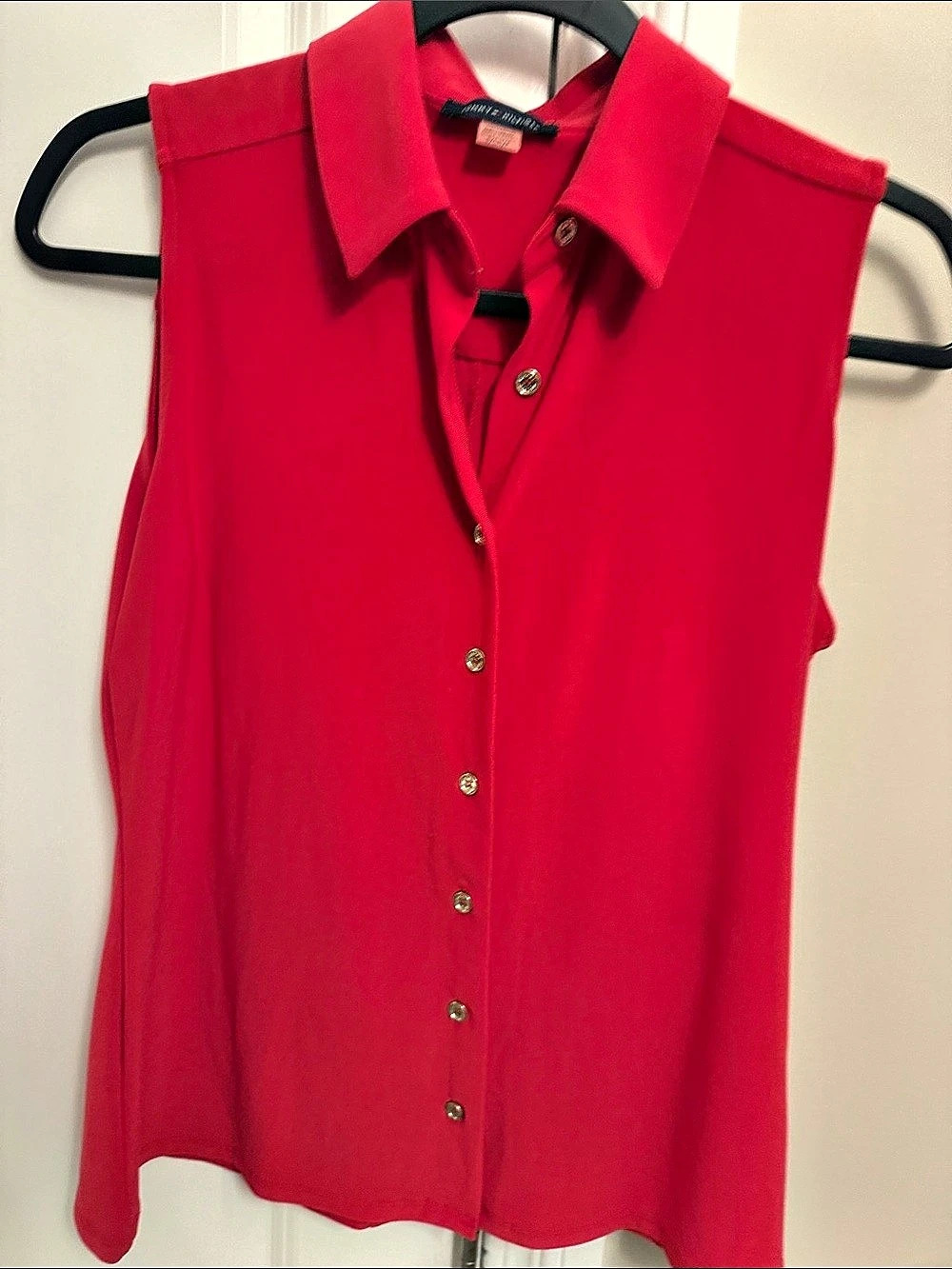 Tommy Hilfiger Sleeveless Collared Button Down Red Small Like New